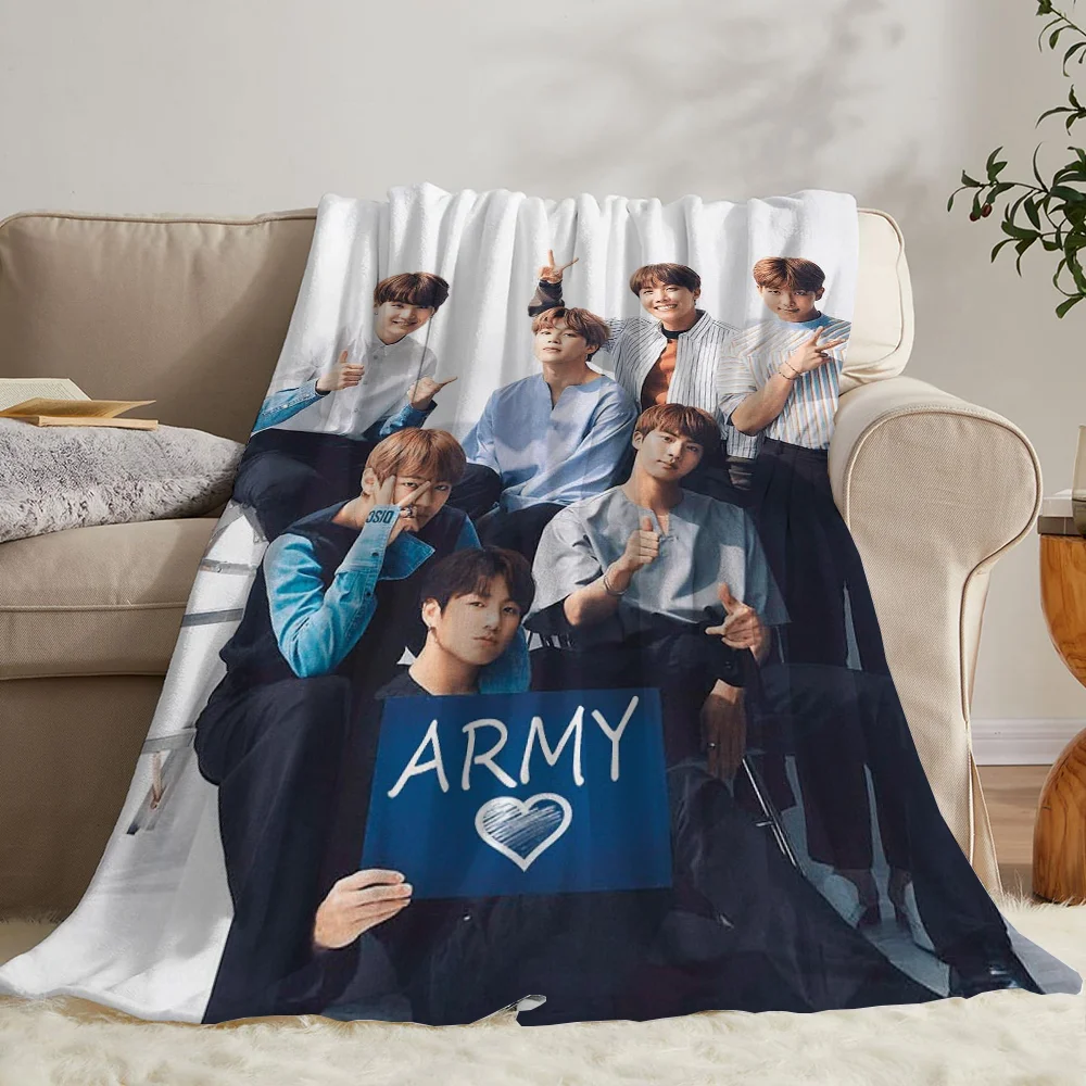 Fleece Throw Blanket for Sofas B-BTS Home Interior Custom Blankets and Throws Bed Blankets Sofa Decoration Fur Blanket King Size