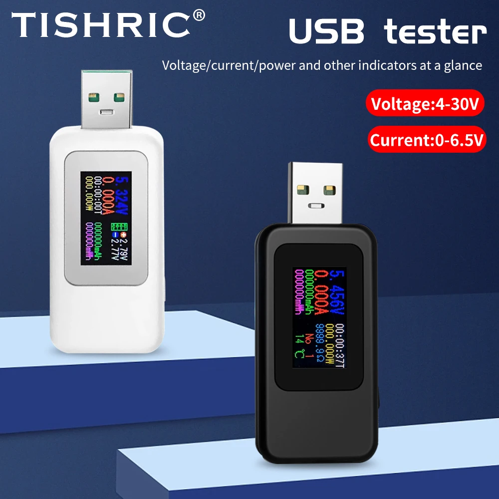 

USB-тестер TISHRIC MX18 с цветным экраном, измеритель напряжения, таймер, амперметр, цифровой измеритель, индикатор отключения питания, зарядное устройство