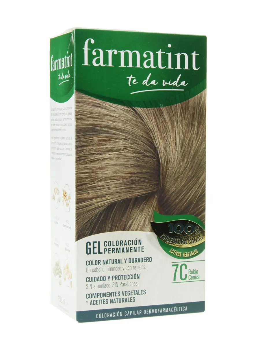 Farmatint 7c blond ash 135 ml-vegetable dye without ammonia and without parabens.