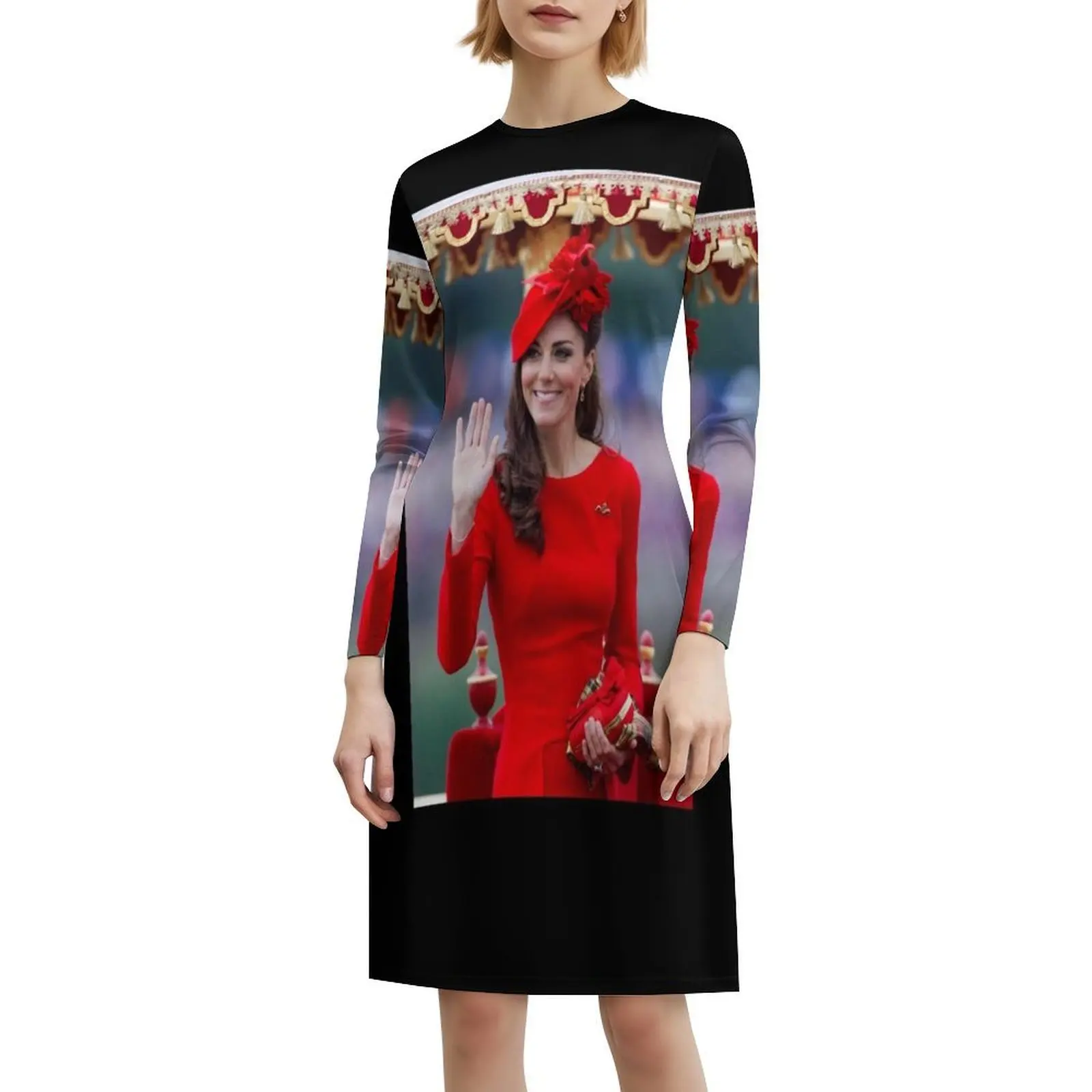 Hrh Duchess Of Now كاثرين أميرة ويلز لندن فستان قصير على طراز Preppy للنساء على شكل حرف a فضفاض مناسب فستان يوم غير رسمي #6