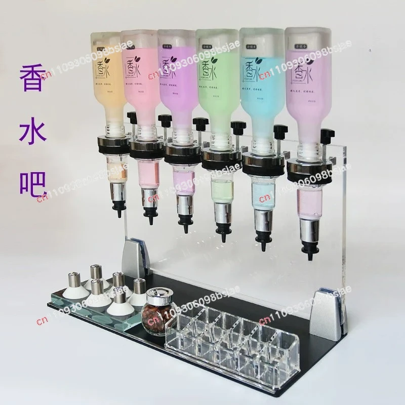 High-end Bulk Perfume Bar Display Rack, Bulk Perfume Sales Mini Counter 6 Pump Head Sub-packer, Stall Shelf