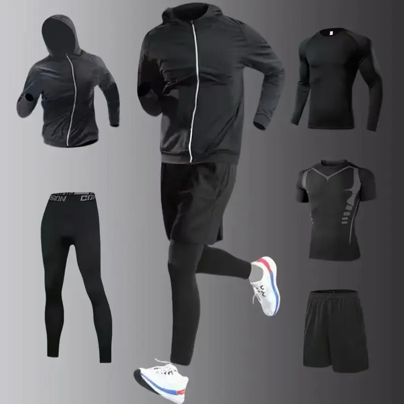 

Костюмы для бега, мужские спортивные и фитнес-костюмы, быстросохнущие костюмы для марафона на весну и осень, тренировочные костюмы.