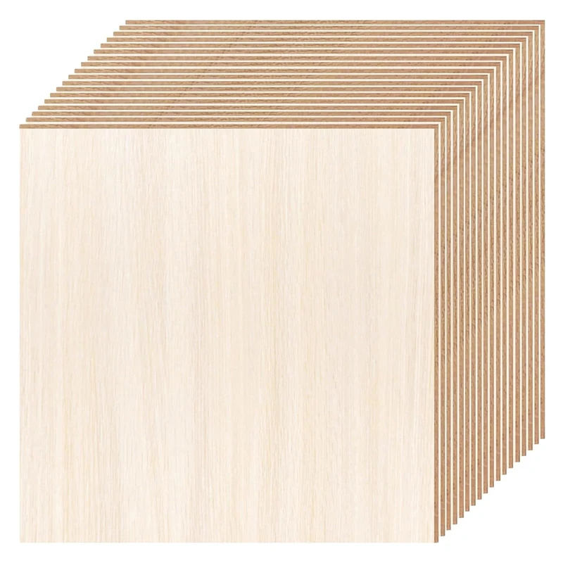 

15/20/25/30cm Blank Wood Square Large Size, Natural Unfinished Plywood Wooden Squares Slices Tiles for DIY Craft, Home Decor