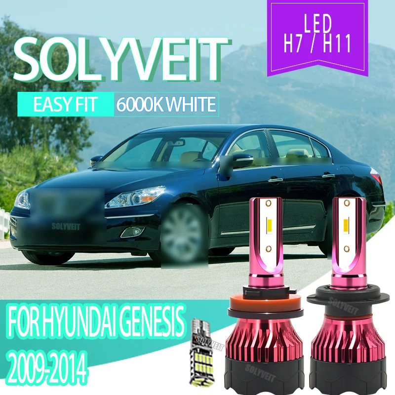 

LED Car Headlights 6000K Auto Lamp Long-Distance Illumination H7 High H11 Low For Hyundai Genesis 2009 2010 2011 2012 2013 2014
