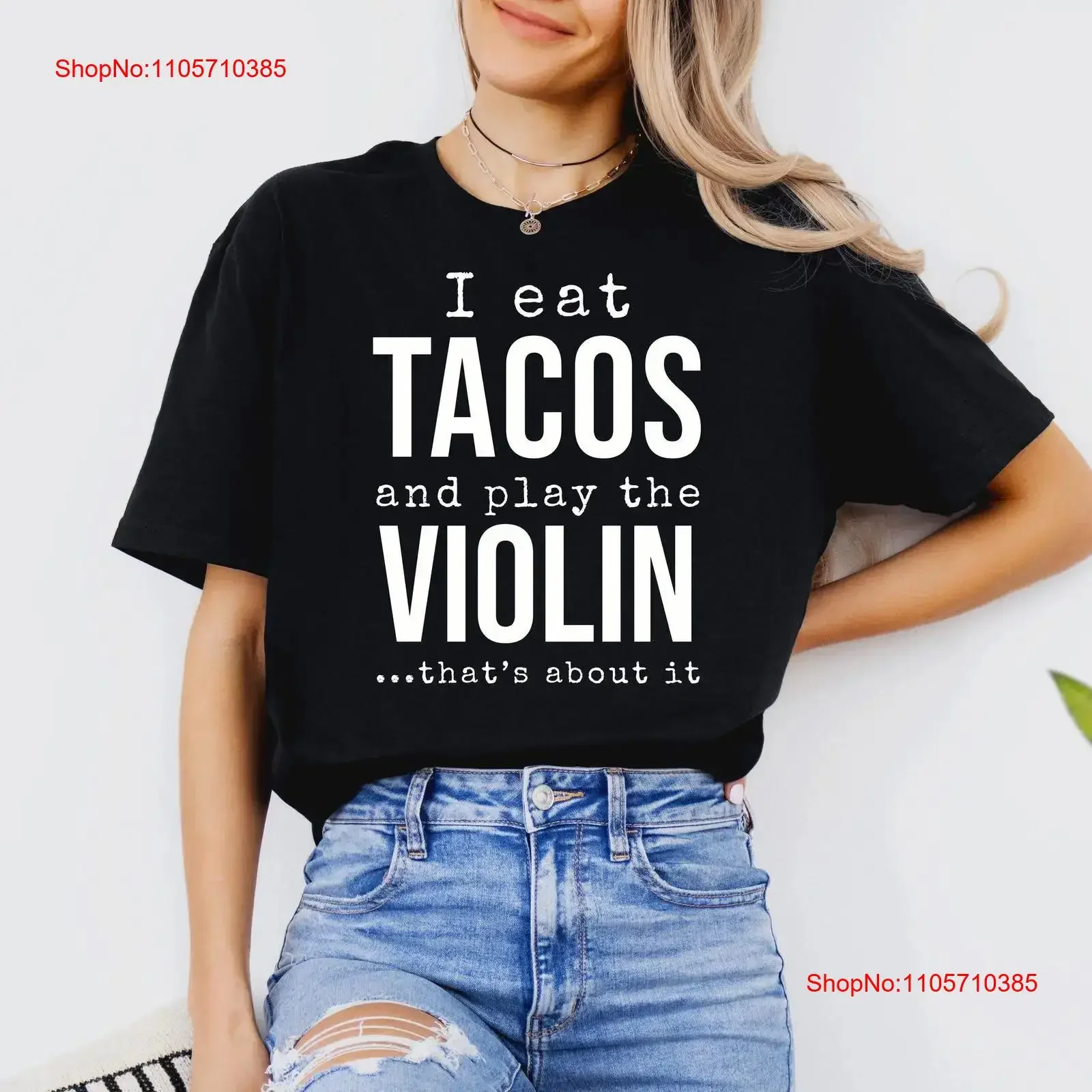 T-shirt « Je mange des tacos et joue du violon » pour musiciens et amateurs de tacos, style doux pour les gourmands, vêtements musicaux amusants et réalistes, vintage