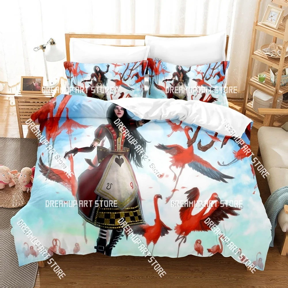 3D Printed Alice Game Bedding Set for Boys Girls Duvet Cover Pillowcase Twin Queen King Full Single Double Sizes