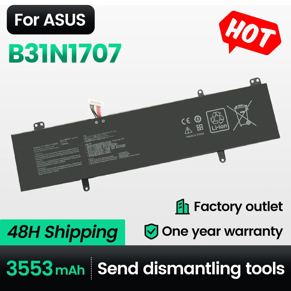 

Keyuan B31N1707 Battery FX504GM FX504GE FX504GD for ASUS VivoBook S14 S410UQ S410UN S41OUN TUF Gaming S4100V S4100VN S4200U