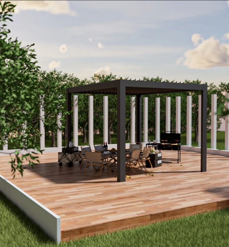 Architectural Pergola Aluminum Custom Design Louvered Roof for Modern Villa Customized 0 135 Degree Slats Garden Pavilion