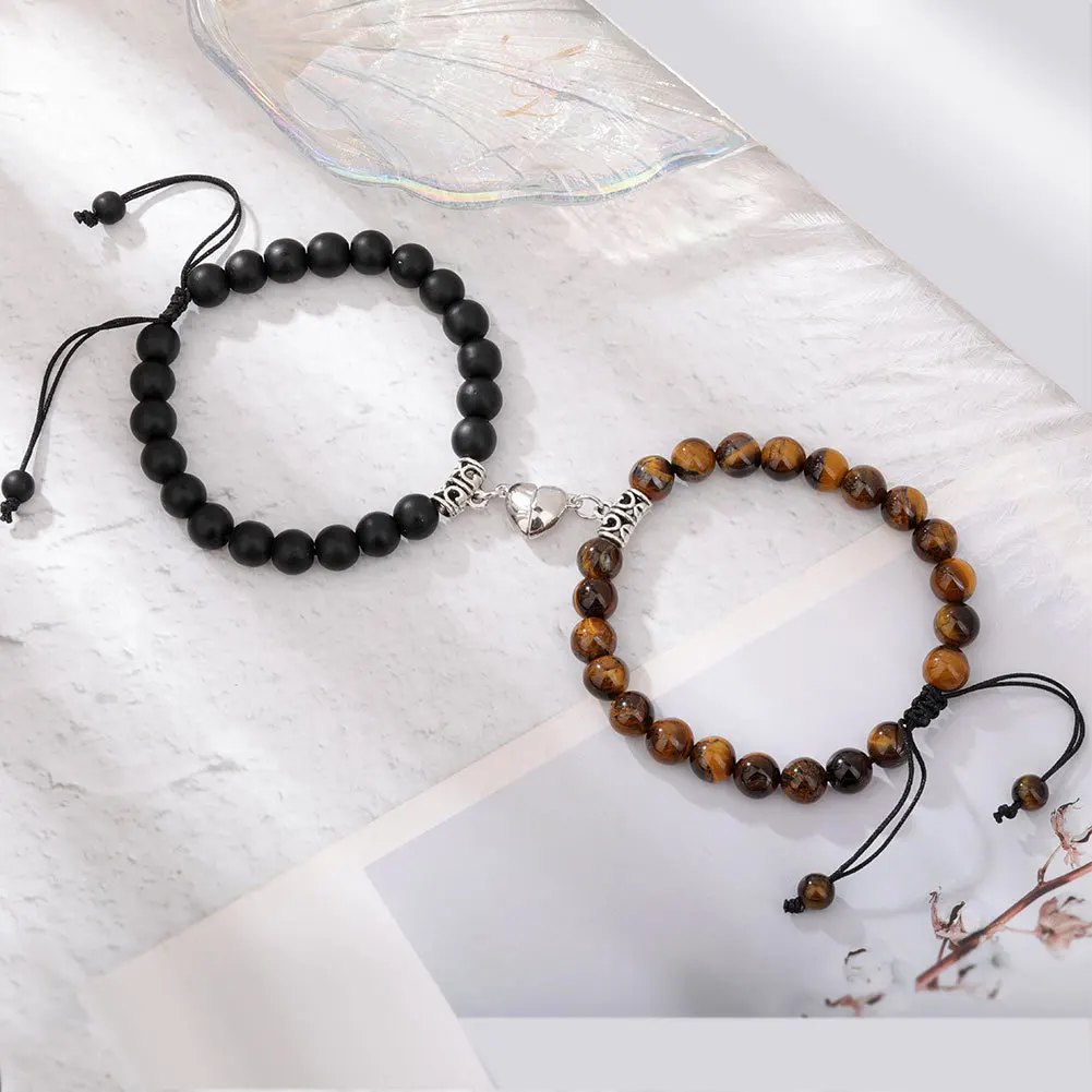 Magnet Paar Armbänder für Frau Männer Romantische Herz Passenden Liebhaber Naturstein Perlen Yoga Armband Valentinstag Geschenk Schmuck – Detail 7