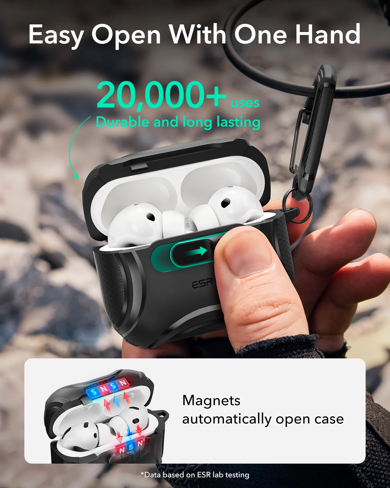 Etui ESR do AirPods Pro 3 (2025) – bezpieczne, z systemem FlickLock, najwyższej jakości etui na słuchawki do AirPods Pro 2./1. generacji oraz Airpod 4/5 (2024/2026). — zdjęcie produktu 5