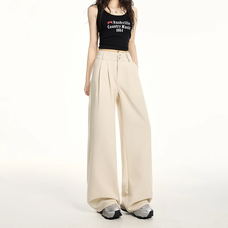 Damskie jeansy z wysokim stanem, szerokie nogawki, styl Y2K, odzież jeansowa, designerskie, gładki materiał, proste spodnie damskie, wygodne spodnie codzienne.