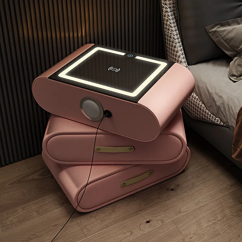 Rotatable smart bedside table Rotating all solid wood Modern simple light luxury minimalist wireless charging Bluetooth sound wi