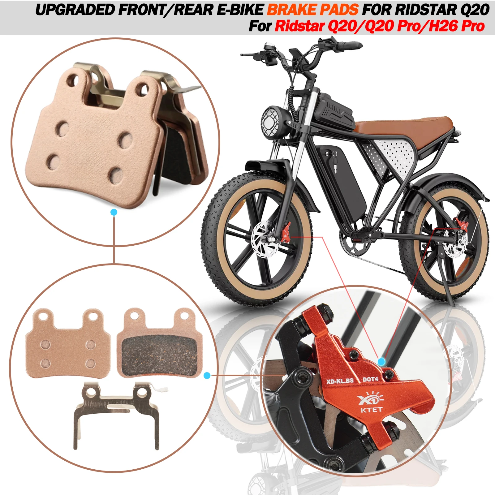 

Upgraded Ridstar Q20 Disc Brake Pads Compatible with XD-KLBS-DOT4 Brakes – Premium Replacement Pads for Electric Bike