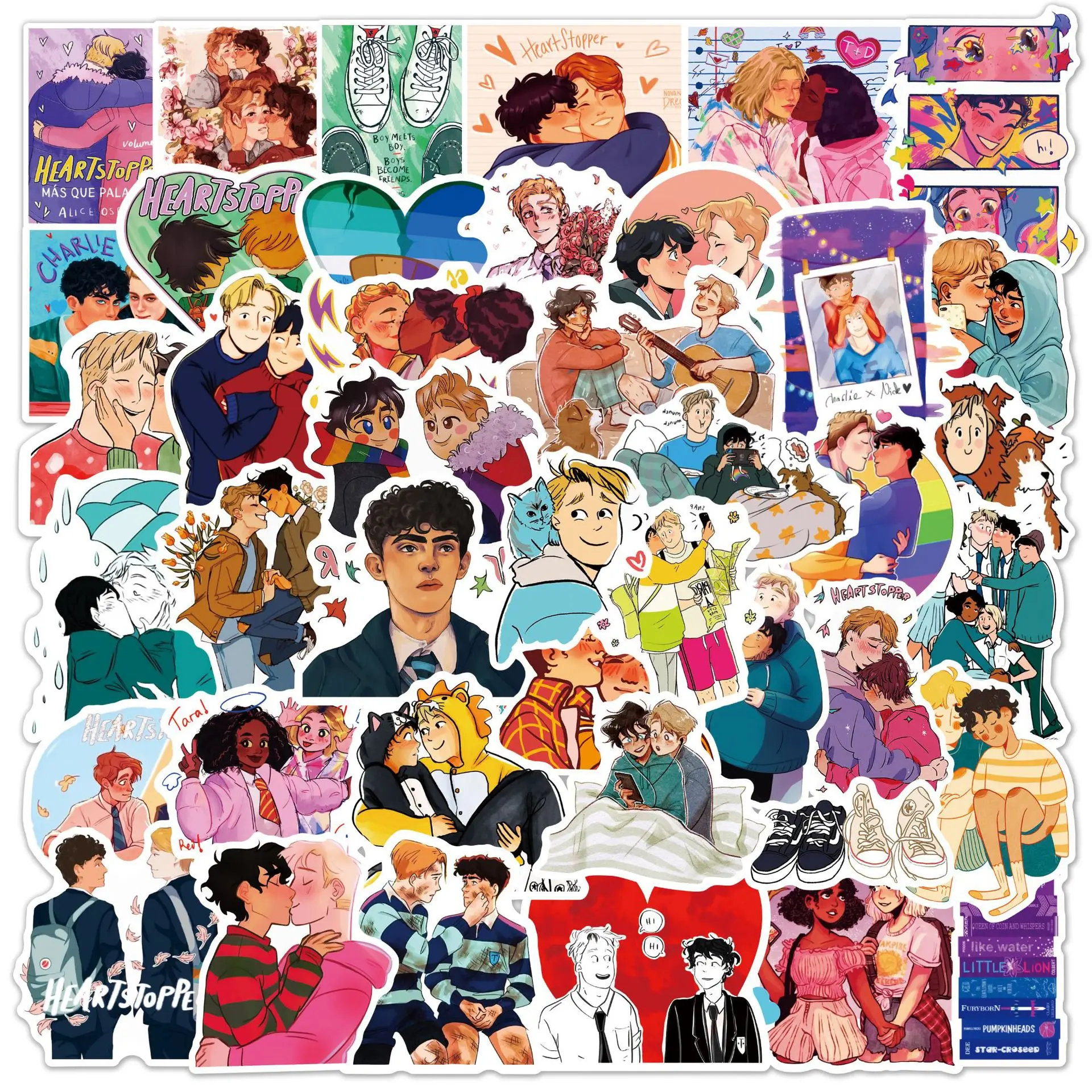 

50PCS Heartstopper Stickers Decals for Phone Laptop Notebook Suitcase Guitar DIY Cartoon Aesthetic Stickers