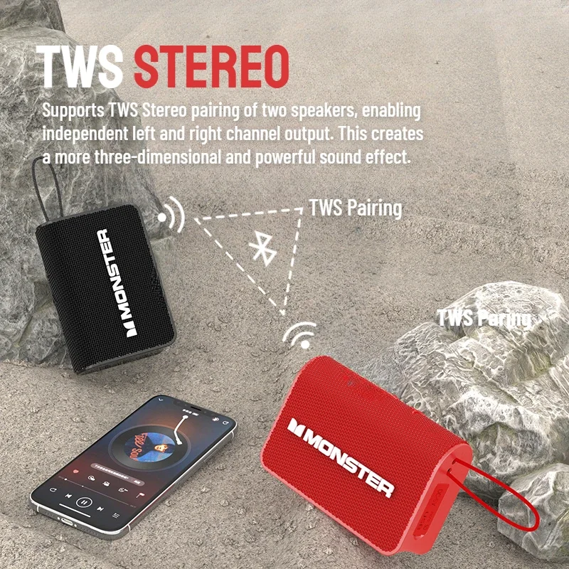 جديد Monster X902 خارجي محمول بلوتوث 5.4 مكبر صوت صغير بلوتوث صندوق الصوت TWS ستيريو الاقتران مكبرات الصوت المحمولة اللاسلكية #4