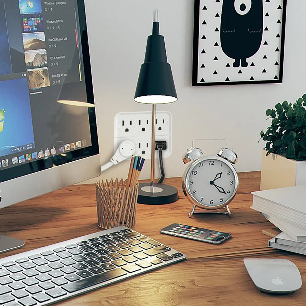 3 Piece Power Strip Set 4 Outlet Surge Protector with Circuit Breaker 6 Outlet Adapter 3 Outlet Wall Plug Indoor Use