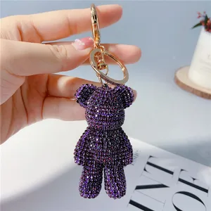 Creative diamond studded teddy bear keychain, Japanese and Korean cartoon doll, cute internet celebrity car keychaindiamond bag 10 best sales diamond key chain - №8