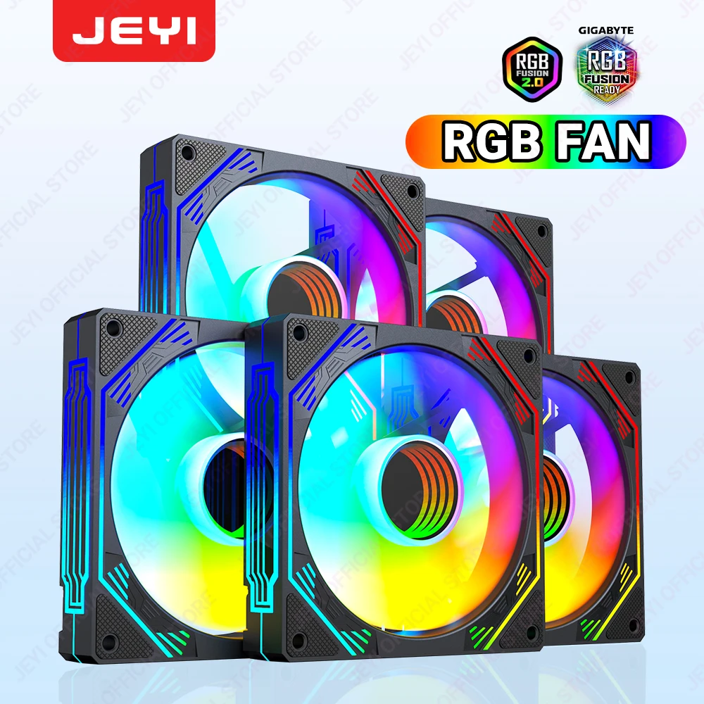 

JEYI RGB Cooling Fans 120mm Computer Case High Performance Fan Kit 6pin PC Fan Cooler Silent Radiator with ARGB Controller