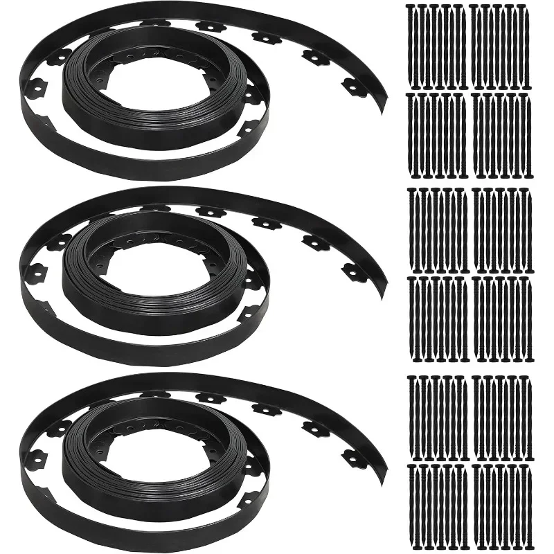 

Landscape Edging Kit, Garden Edging Coil Comes with 120 Pcs Spikes, No Dig Lawn Border Design