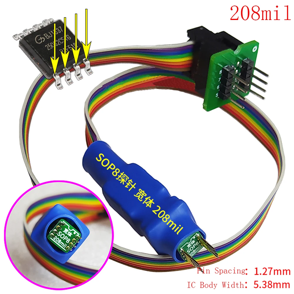 Réinitialisation de Test SOIC8 SOP8, Ligne de Sonde, Espacement de 1.27mm, pour EEPROM HauCXX/25CXX/24CXX, Pigments de Circuit sur Programmeur USB