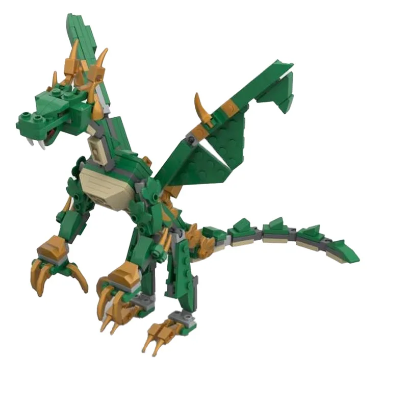 

252 Parts MOC Cool Double Wing Green Dragon Modular Building Blocks Model For Kids Educational DIY Assembly Toys Birthday Gifts