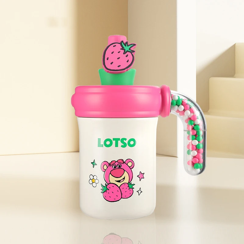 Hellokitty-Tasse isotherme en acier inoxydable avec couvercle et paille, gobelet avec poignée, bouteille d'eau, porte-gobelets, tasse de voyage amicale, 400ml