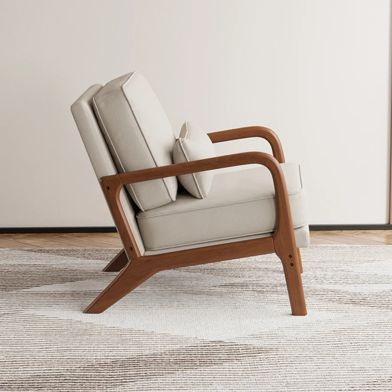 

Balcony Leisure Solid Wood Hotel B & B Living Room Study Reception Living Room Nordic Modern Japanese Single Sofa