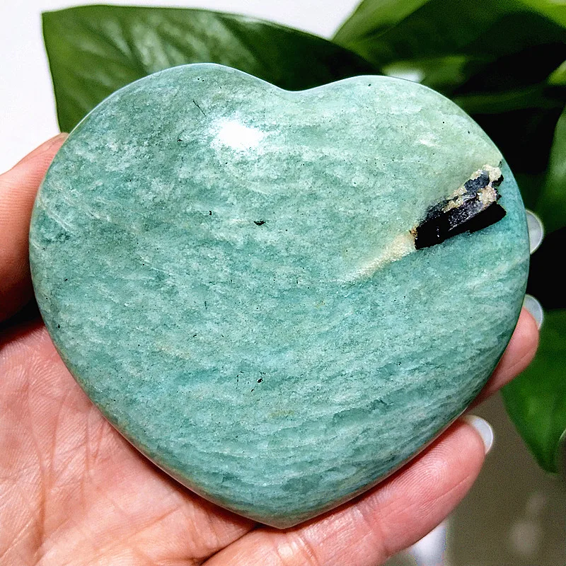 Natural Amazonite Stone Crystal Heart Witchcraft Meditation Energy Healing Feng Shui Crystal Decorative