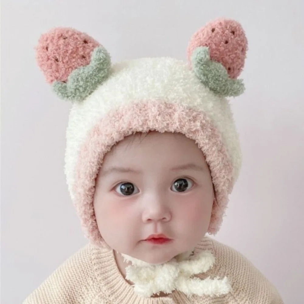 

Lovely Fleece Fruit Ear Hat Winter Baby Beanie Cap Soft Warm Ear Protection Hat