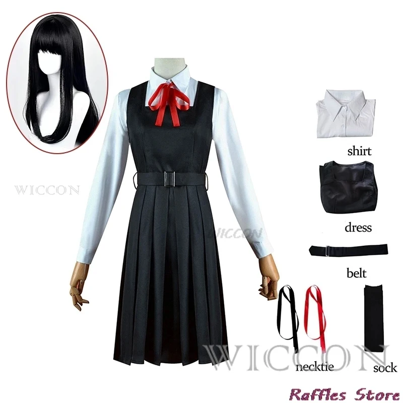 

Costume Anime Cosplay Mitaka Asa Cosplay Two Styles Heat Black Long Wigs cos war demon cosplay school uniform JK