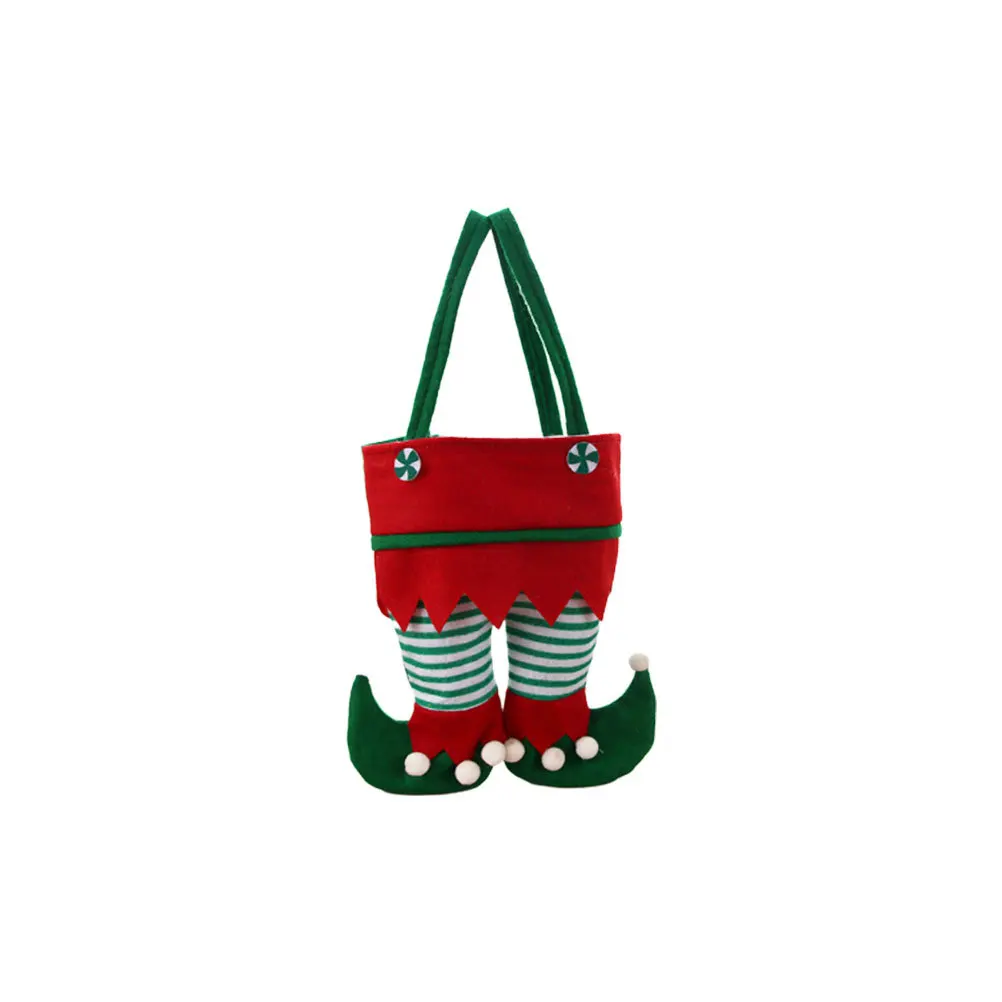 

Red Socks Wine Bag Elf Pants Design Double Wine Storage Tote Christmas Gift Party Favor Portable Gift Bag