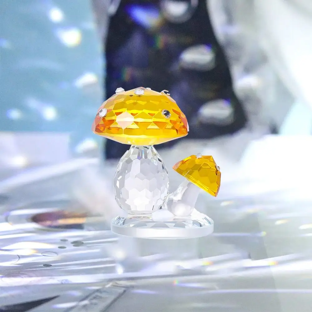 Z diamentową kropką kryształowa statuetka grzyba kreskówka 3D kryształowy podwójny grzyb Model rękodzieło symulacja ozdoby roślinne Party