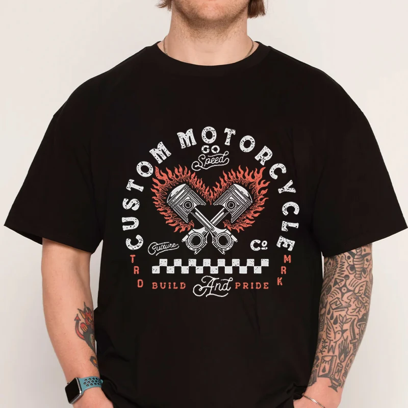 

Мотоциклетная винтажная футболка из 100% хлопка с круглым вырезом, повседневная мужская футболка с коротким рукавом, футболки