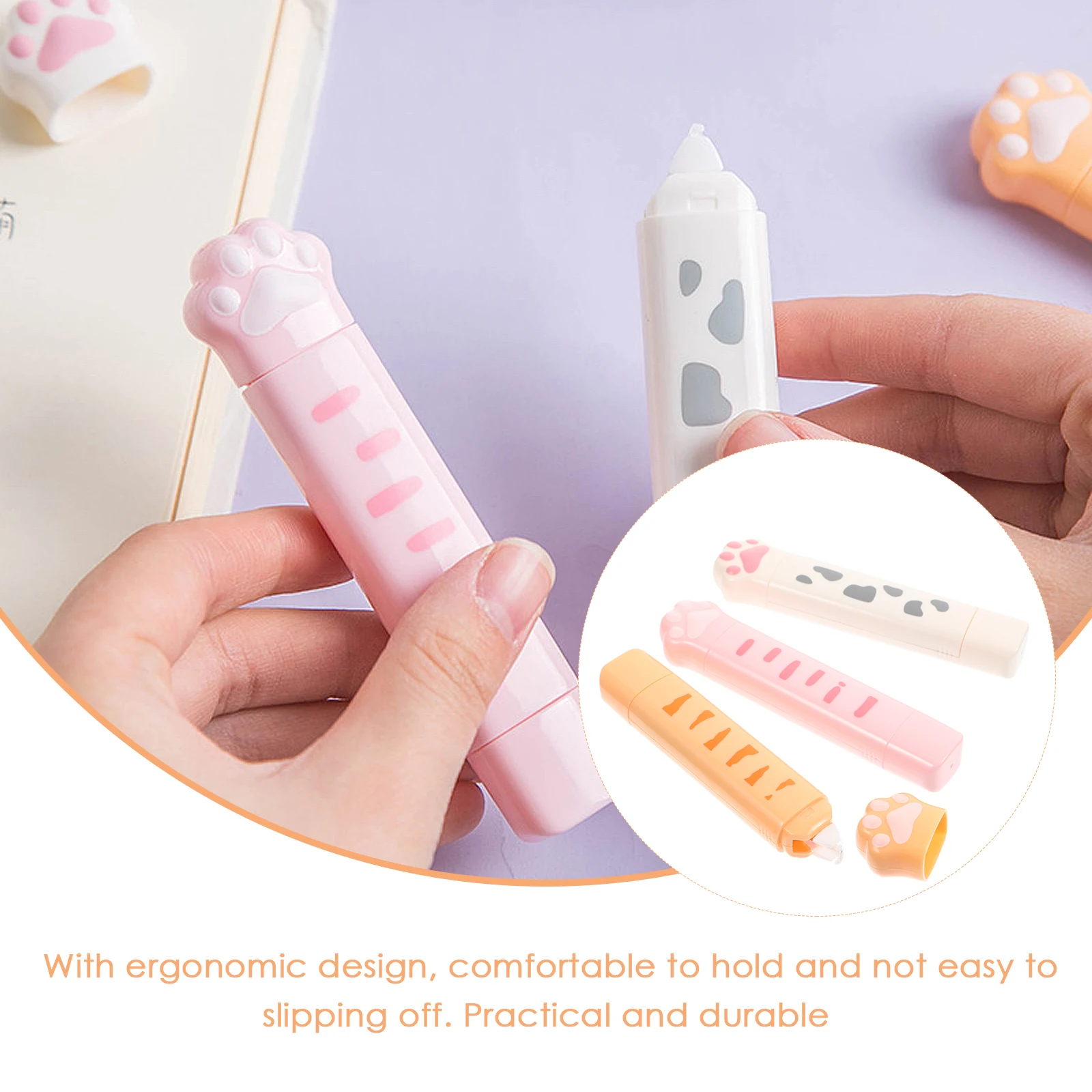 3pcs Meow Claws Correction Tape Premium for Students Office Smooth Writing Pet Stationery Kawaii Portable