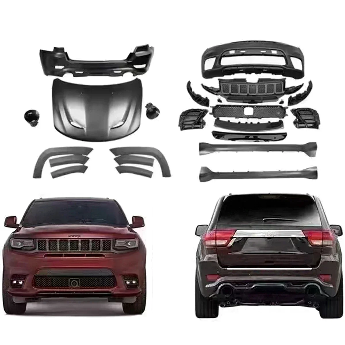 New Design Auto Parts Bumpers Body Kit for Jeep Grand Cherokee 2017-2021 Facelift To SRT Model.