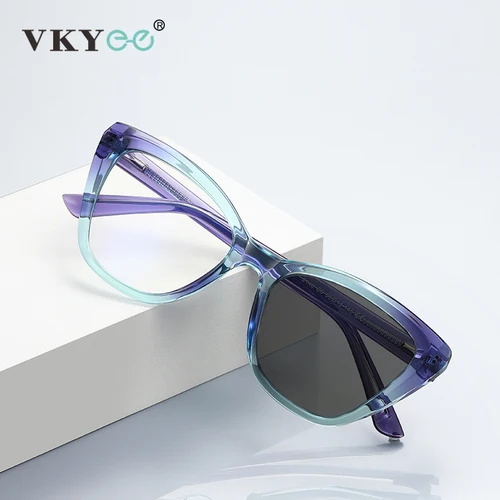Imagen 1 del producto VKYEE-gafas de lectura con forma de ojo de gato para mujer, lentes fotocromáticas con luz azul y prescripción personalizable, PFD2148