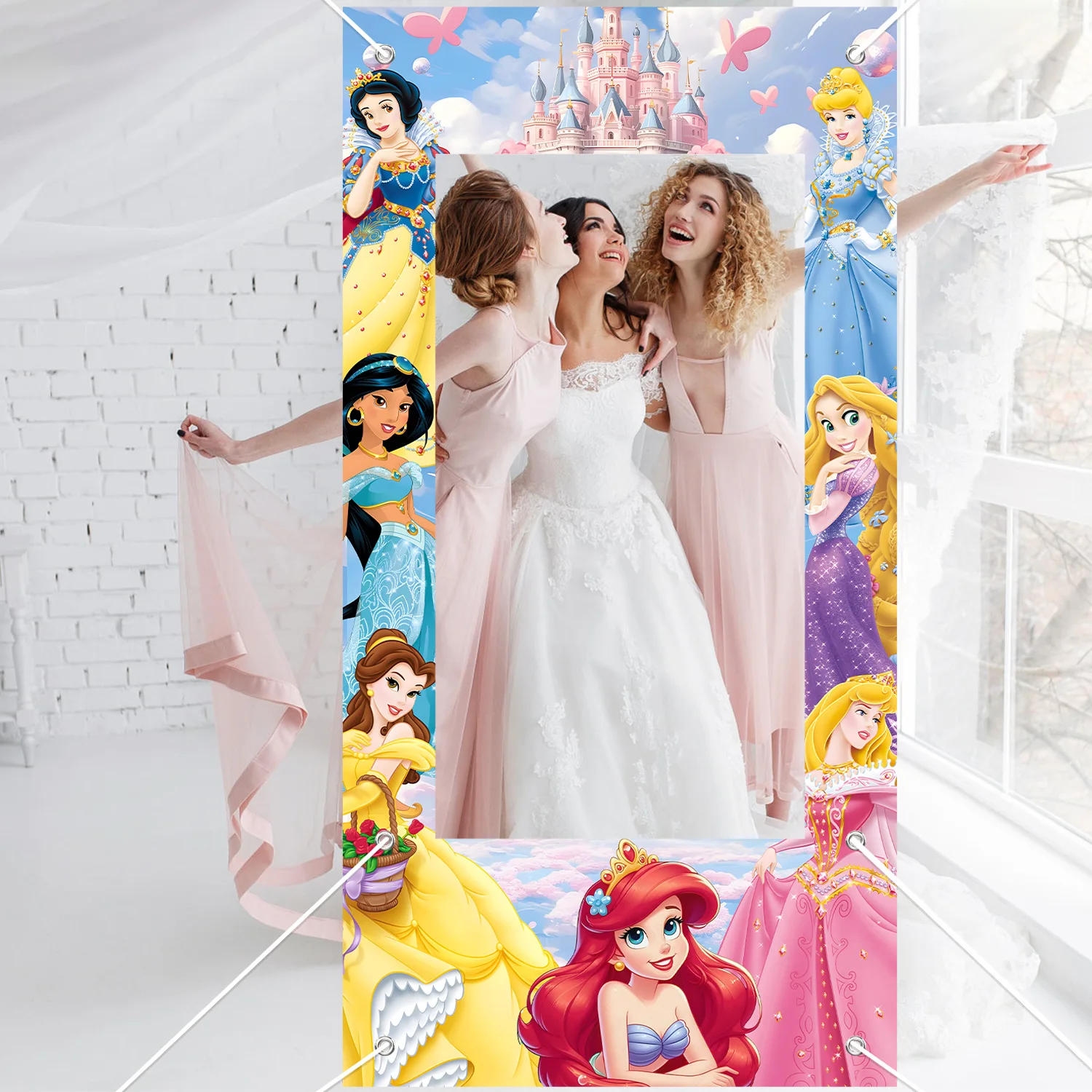 إطار صور لموضوع الأميرة السابعة، إطار صور لحفلات أعياد ميلاد الأطفال، دعائم خلفية لتزيين حفلات الأطفال