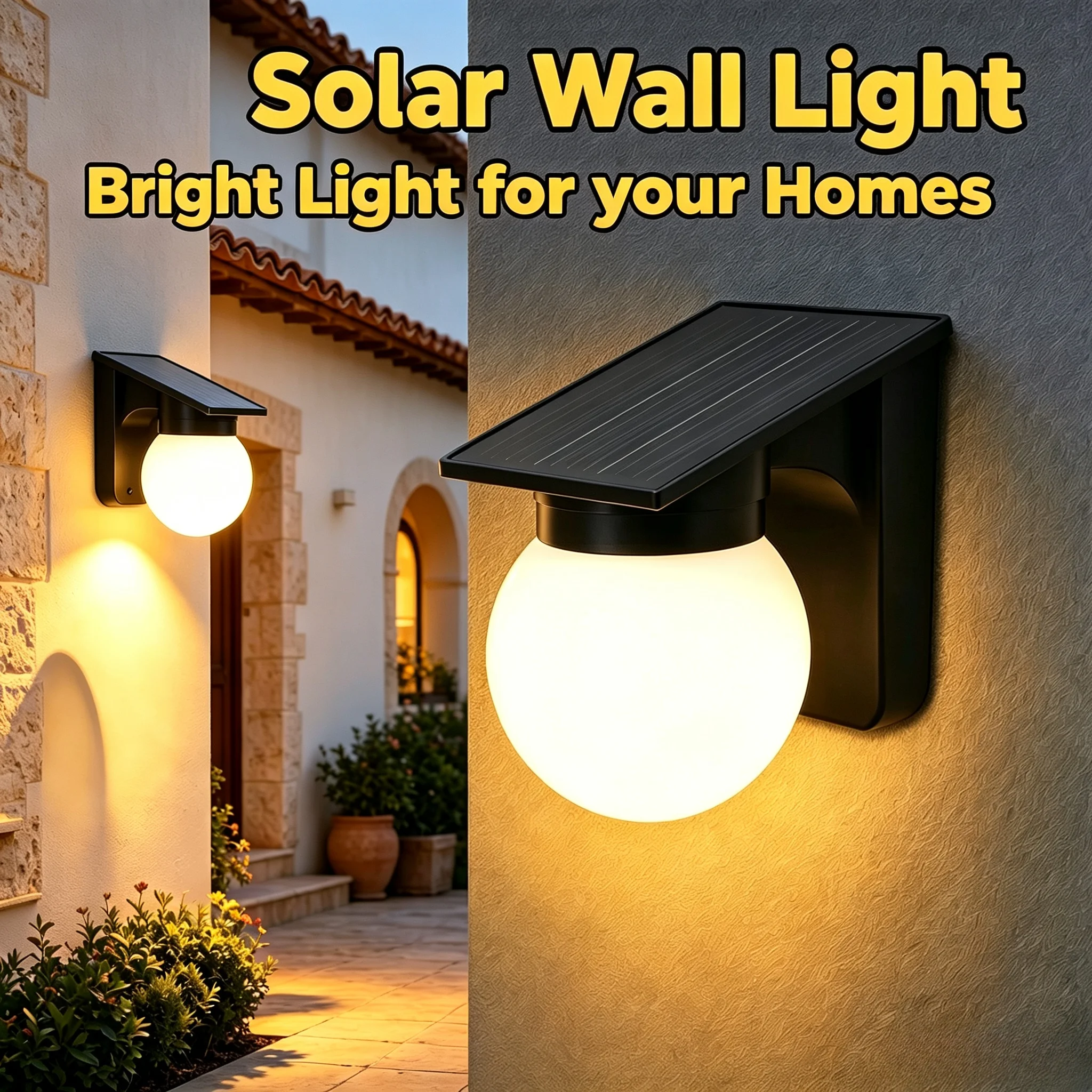 Solar Powered Outdoor Wall Lamp IP65 Waterproof With On/Off Switch Energy‑Saving Wall Sconce for Garden Fence Gate Patio