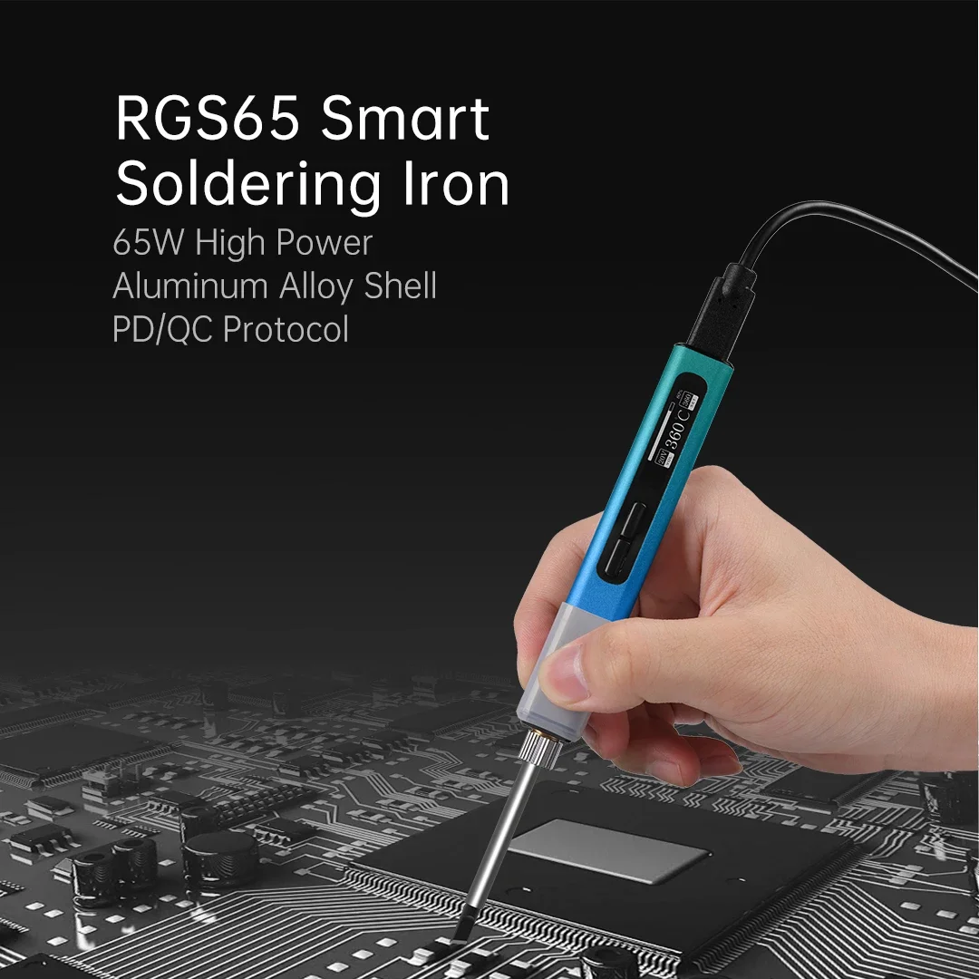 

XIAOMIYOUPIN 65W Intelligent Electric Soldering Iron Aluminium Alloy Body OLED Display Adjustable Temperature