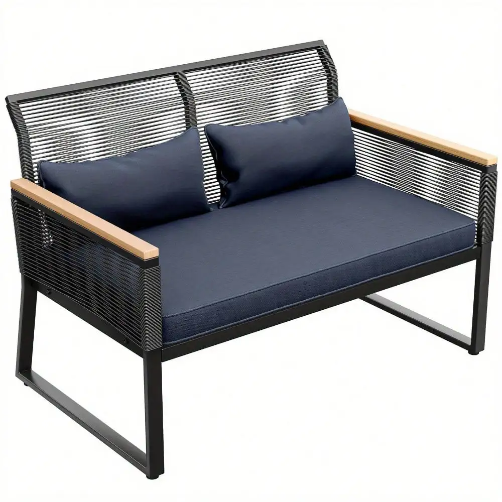 Patio Wicker Outdoor Furniture All Weather Rattan Conversation Loveseat