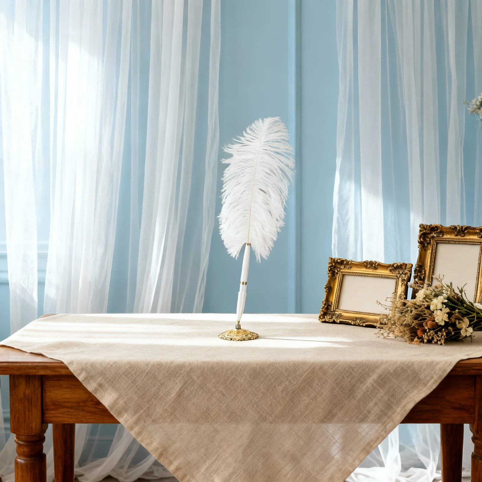 

Длинная перьевая ручка для подписи на свадьбе, вращающаяся на 360 градусов, с металлической подставкой, элегантный набор перьевых ручек для свадебного торжества