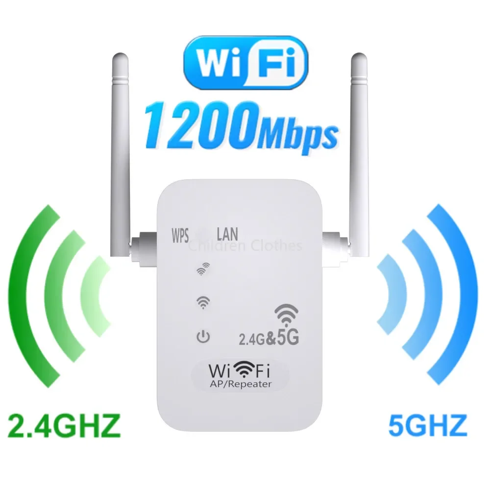 2.4G 5Ghz Wireless WiFi Repeater Dual Wi Fi Signal Booster 1200Mbps WiFi Amplifier 5G Wi-Fi Long Range Extender Wi Fi Booster