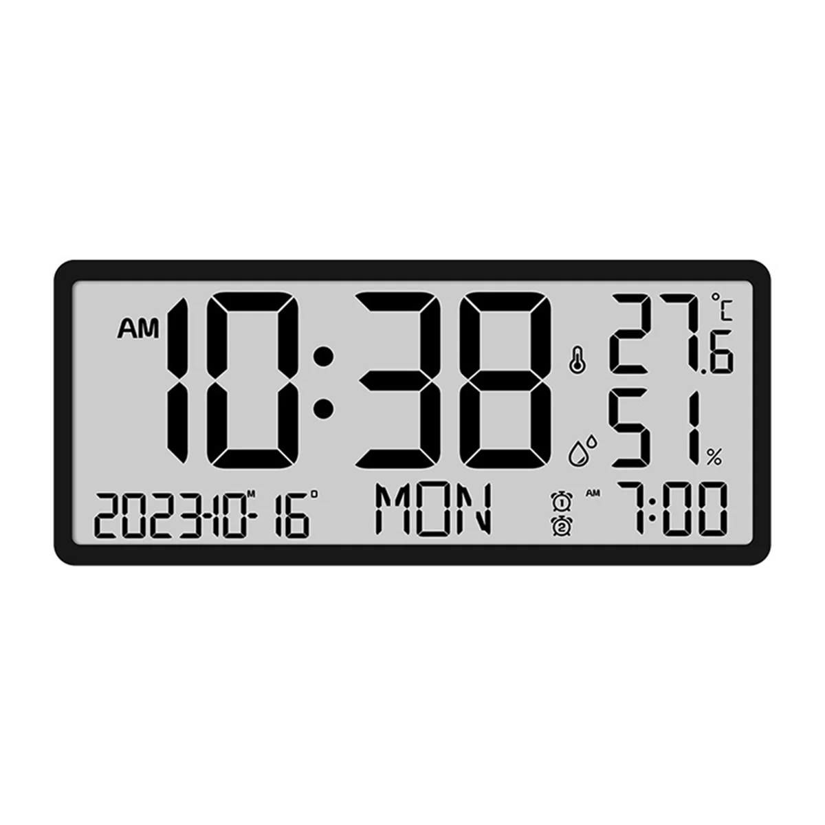 LCD Digital Alarm Clock with Temperature Sensor Desktop & Wall Mountable Manual & Automatic Display Adjustability-A