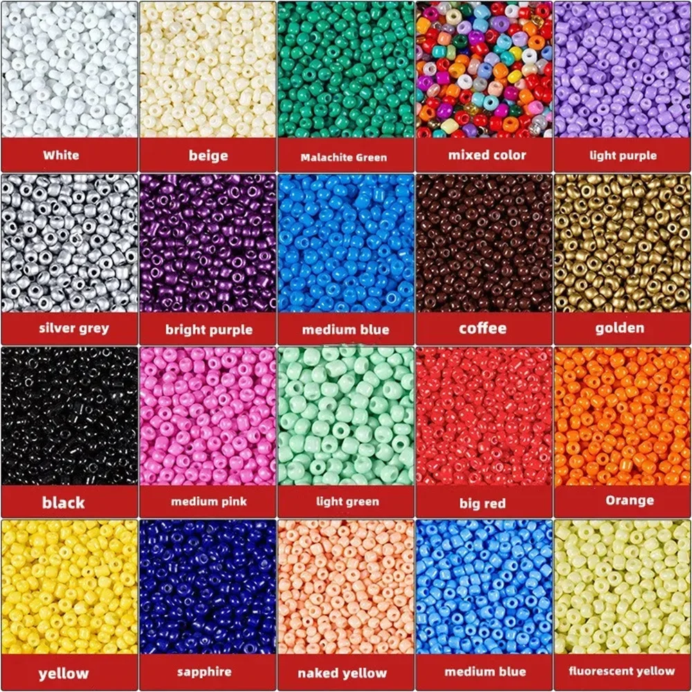 Perles de riz en verre, 24 couleurs, 450 g/paquet, 2/3/4mm, point de croix, bricolage