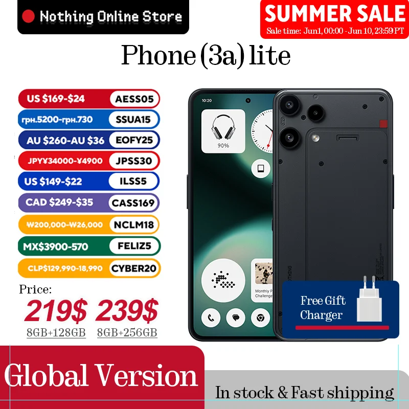 �y�Z�[�����z�݌ɂ��� Nothing Phone (3a) lite �O���[�o���� MediaTek Dimensity 7300 Pro5G 6.77�C���` AMOLED 120Hz 5000mAh 50MP�J����