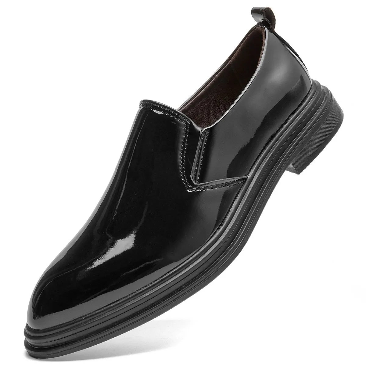 Derby Shoes Men's Casual Fashionable Patent Leather Glossy Low Top Business Shoes PU Leather Shoes Size 39-47