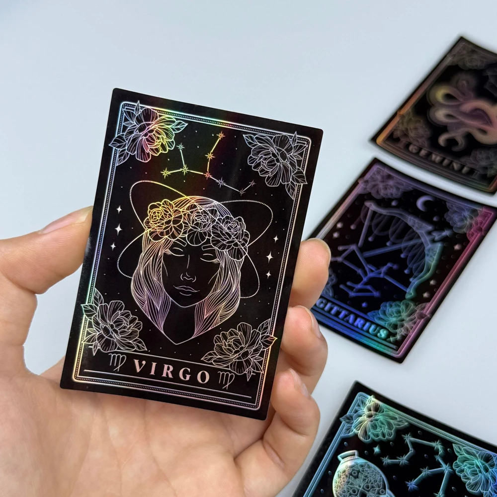 بريق كوكبة زودياك ملصقات اثني عشر كوكبة معدنية احباط ملصق مجموعة القوطية الظلام نمط مقاوم للماء ملصقات الإبداعية #1