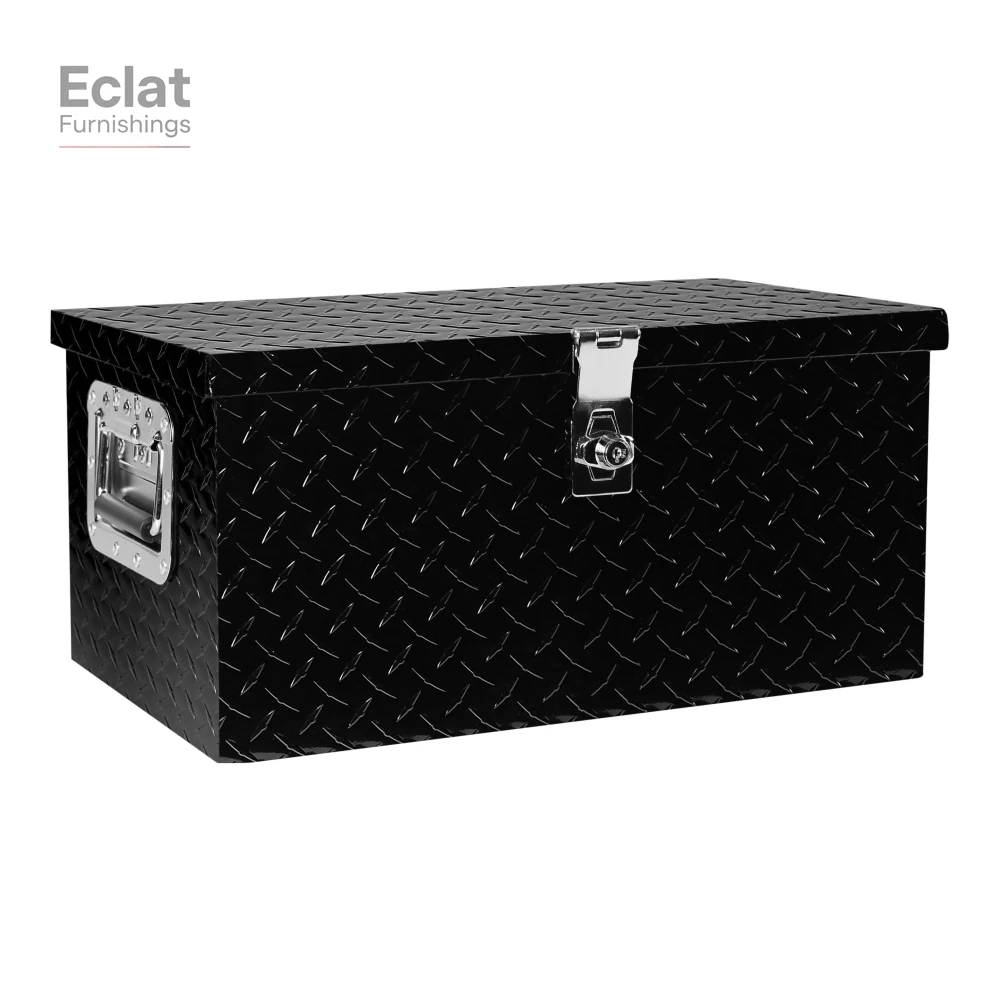 

20 Inch Black Aluminum Tool long Box Tread Flat box for Truck Car OutdoorTrailer Pickup Underbody RV ATV Storage Tools Organizer
