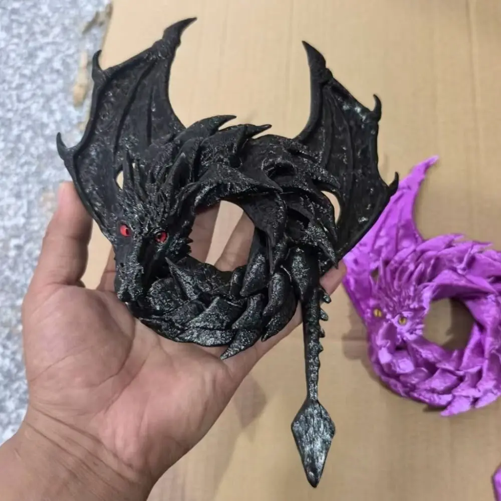 3D Printed Fantasy Dragon Wreath Ornament Dark Style Gothic Medieval Dragon Wall Wreath Plastic Mythical