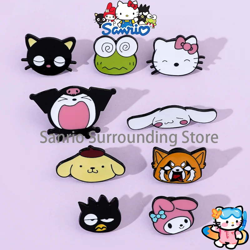 9 Styles Sanrio Brooch Action Anime Figures Cartoon Clothes Ornaments Cute Toys Children Gift Friends Pins for Backpacks